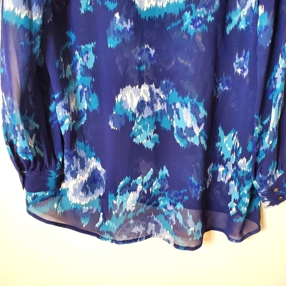 Joie Sheer Silk Watercolor Blouse Top - Picture 9 of 11